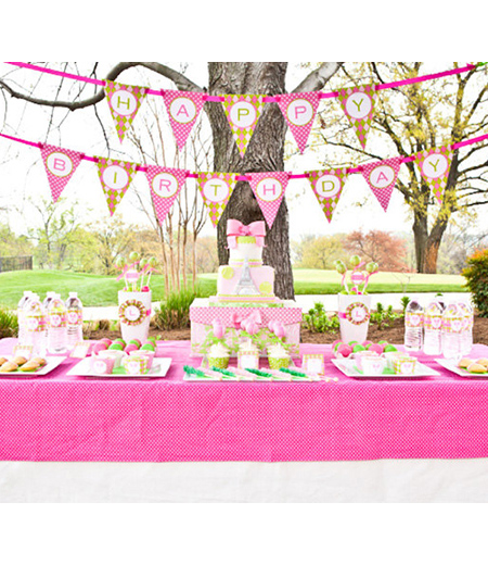 Preppy Tennis Birthday Party Printable Collection - Pink Green